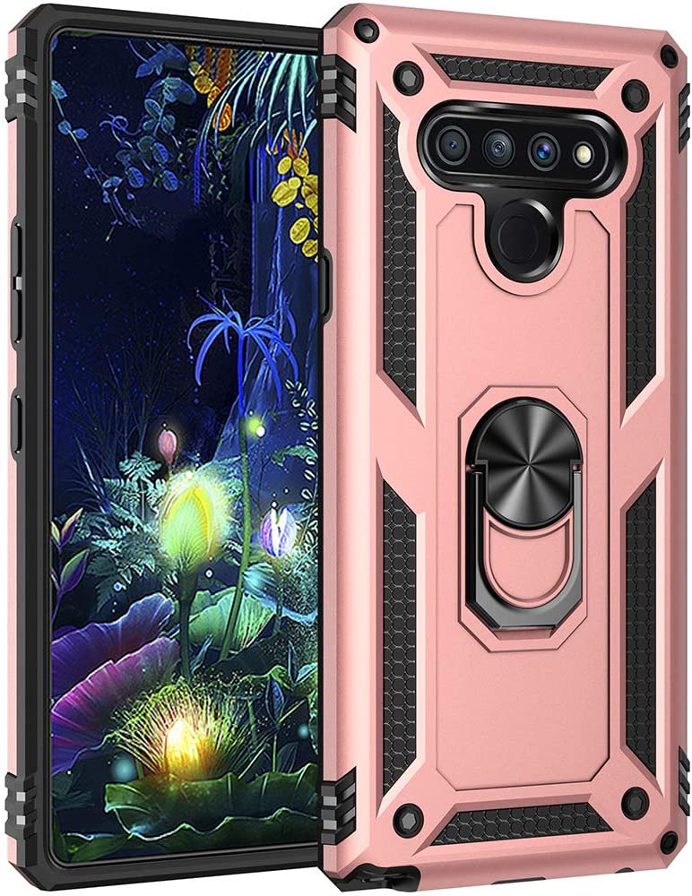 LG Stylo 6 Tech Armor RING Grip Case with Metal Plate (Rose Gold)